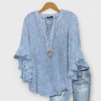 Penelope | Women's Floral Blouse Ruffle Sleeves V-Neck Casual