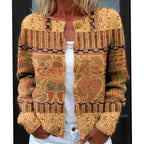 Evelyn | Women's Floral Button-Front Long-Sleeve Knit Cardigan