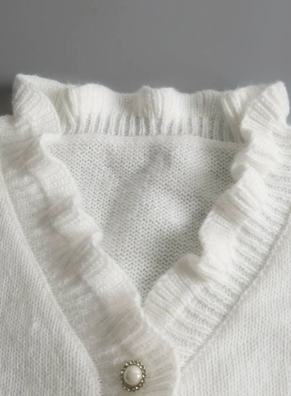 Layla | Women's Frilly Ruffle Blouse Relaxed-Fit Button-Front Knit Top