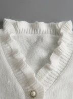 Layla | Women's Frilly Ruffle Blouse Relaxed-Fit Button-Front Knit Top