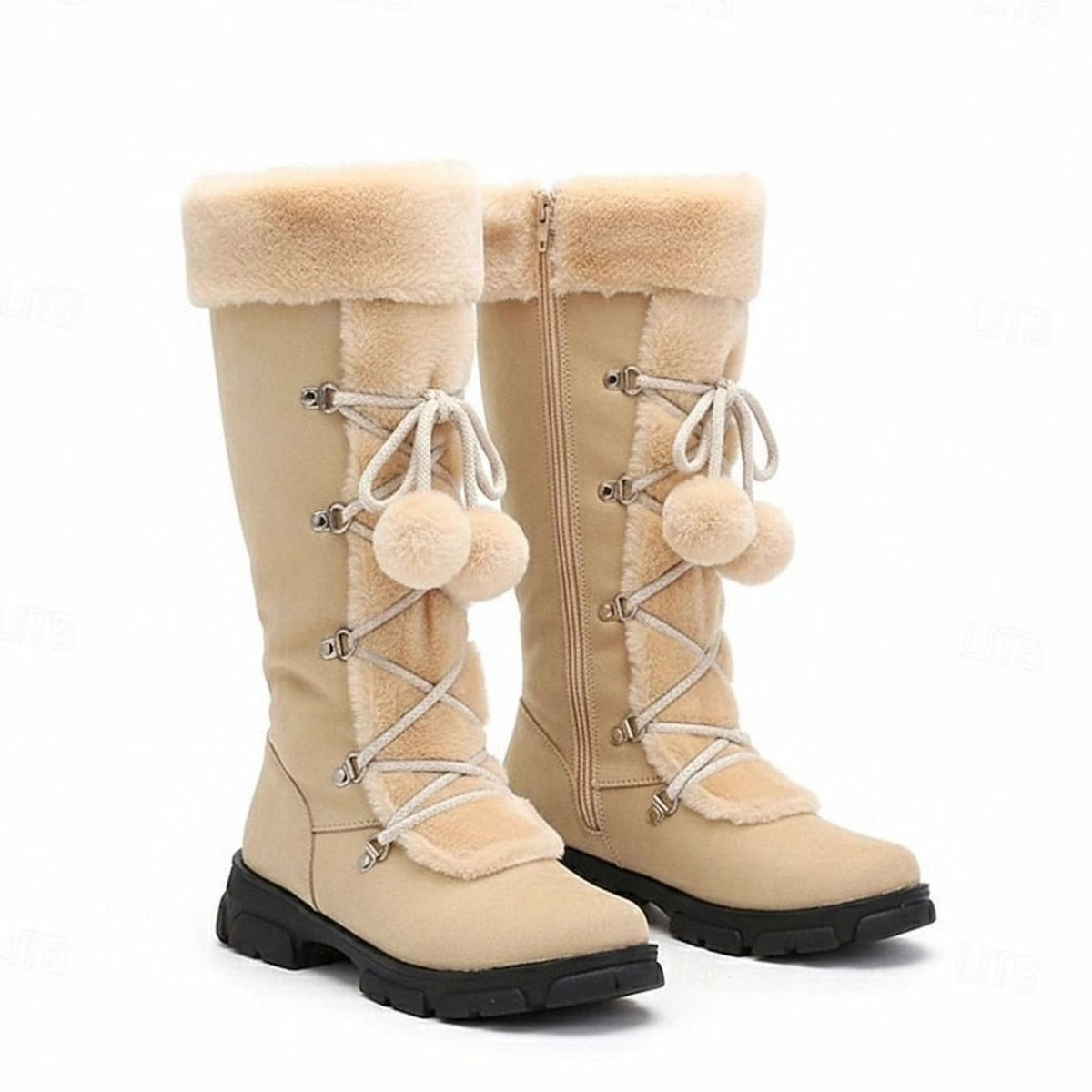 Madison | Women's Fur-Trimmed Lace-Up Mid-Calf Snow Boots