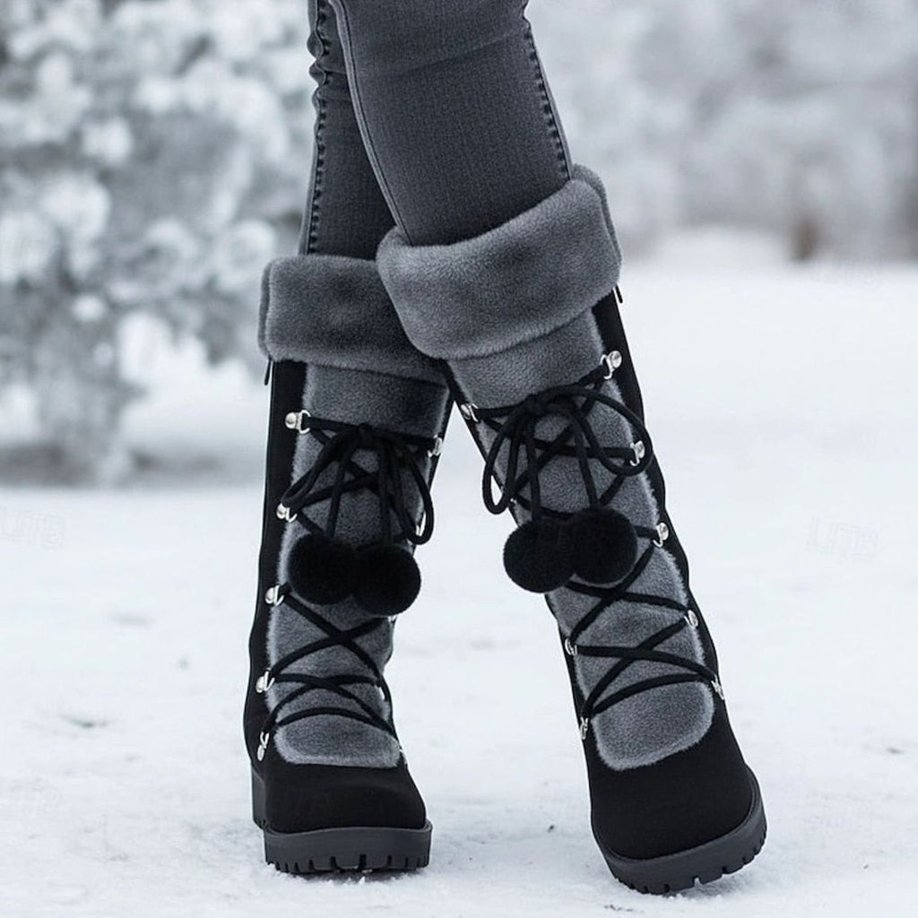 Madison | Women's Fur-Trimmed Lace-Up Mid-Calf Snow Boots