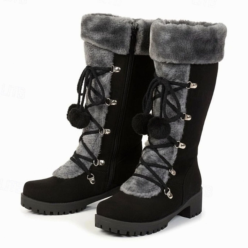 Madison | Women's Fur-Trimmed Lace-Up Mid-Calf Snow Boots