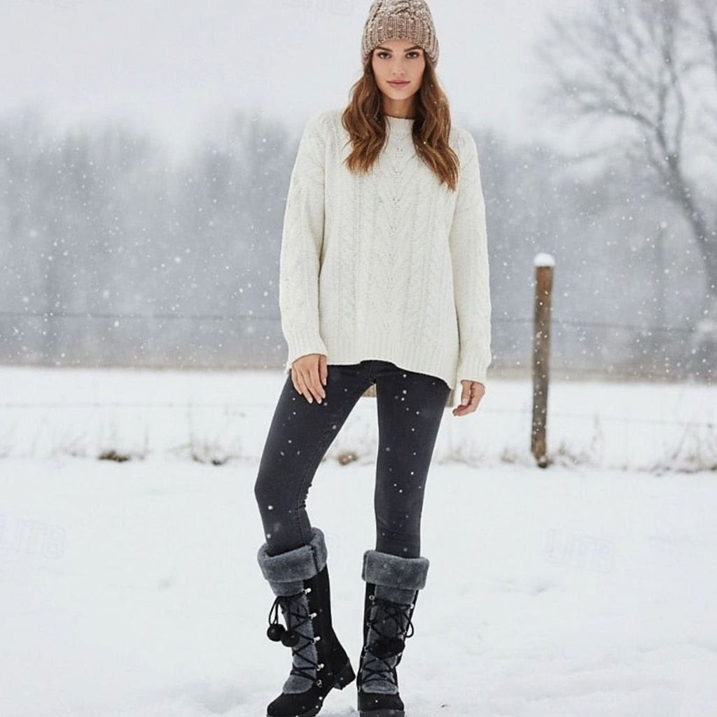 Madison | Women's Fur-Trimmed Lace-Up Mid-Calf Snow Boots