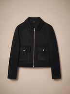 Victoria | Women's High Neck Wool Blend Stand Collar Button-Front Short Coat