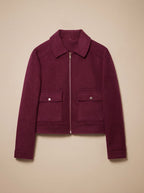 Victoria | Women's High Neck Wool Blend Stand Collar Button-Front Short Coat
