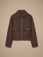 Victoria | Women's High Neck Wool Blend Stand Collar Button-Front Short Coat