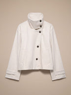 Victoria | Women's High Neck Wool Blend Stand Collar Button-Front Short Coat