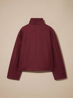 Victoria | Women's High Neck Wool Blend Stand Collar Button-Front Short Coat