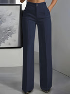 Isabella | Women's High Waisted Wide Leg Pants Front Pleat Straight Fit