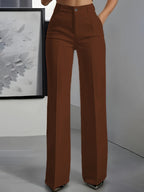 Isabella | Women's High Waisted Wide Leg Pants Front Pleat Straight Fit