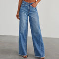 Luna | Women's High-Waisted Wide-Leg Raw-Hem Denim Jeans