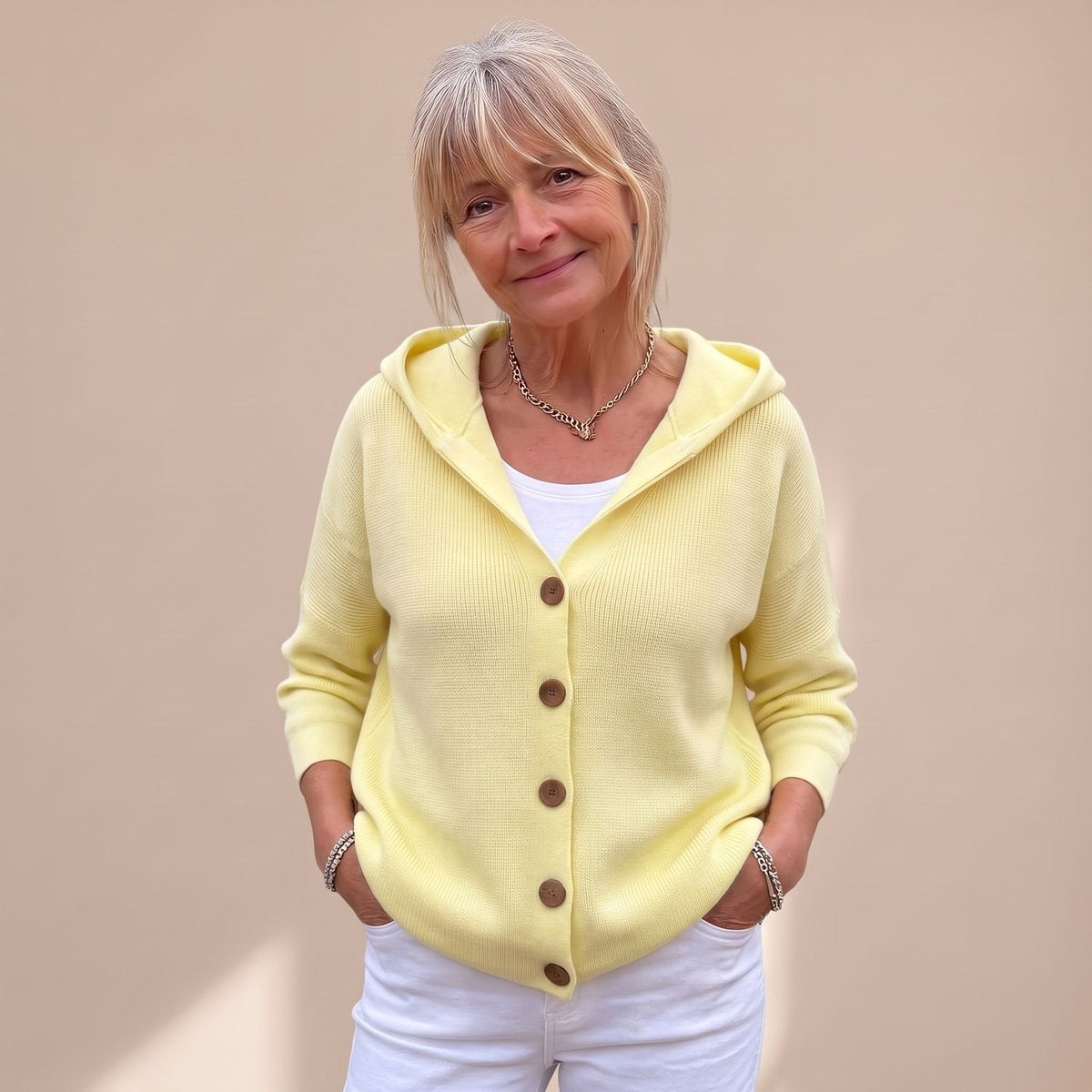 Aria | Women's Hooded Button-Front Knit Cardigan Relaxed Fit