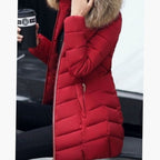 Luna | Women's Hooded Faux-Fur Trim Quilted Jacket Waist-Defining Puffer Coat