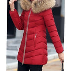 Luna | Women's Hooded Faux-Fur Trim Quilted Jacket Waist-Defining Puffer Coat