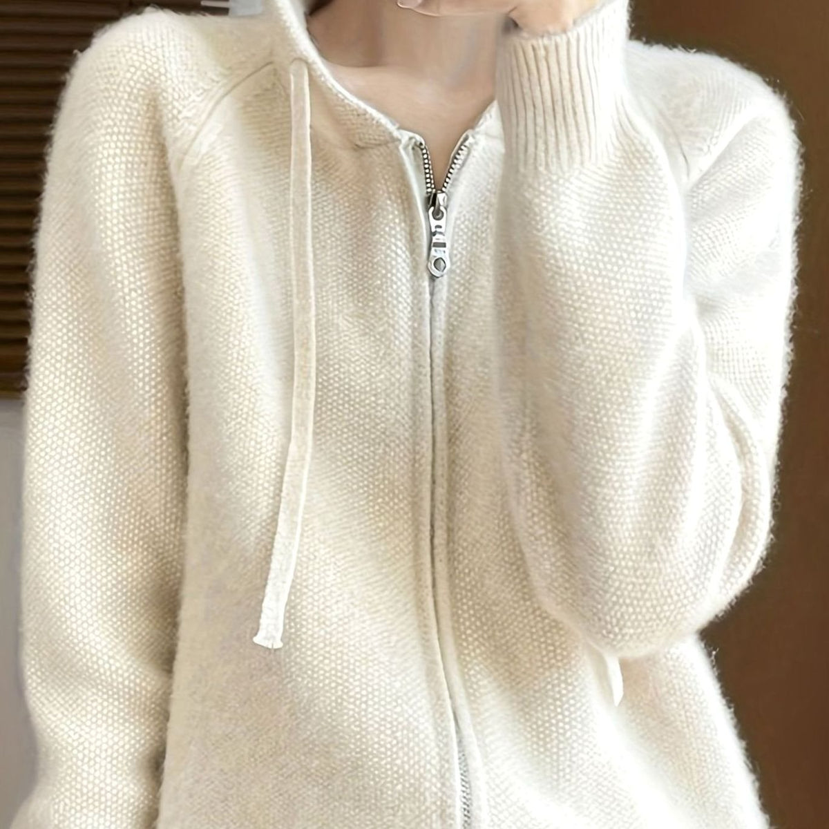 Madison | Women's Hooded Full-Zip Knit Cardigan Relaxed Fit Sweater