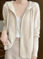 Madison | Women's Hooded Full-Zip Knit Cardigan Relaxed Fit Sweater