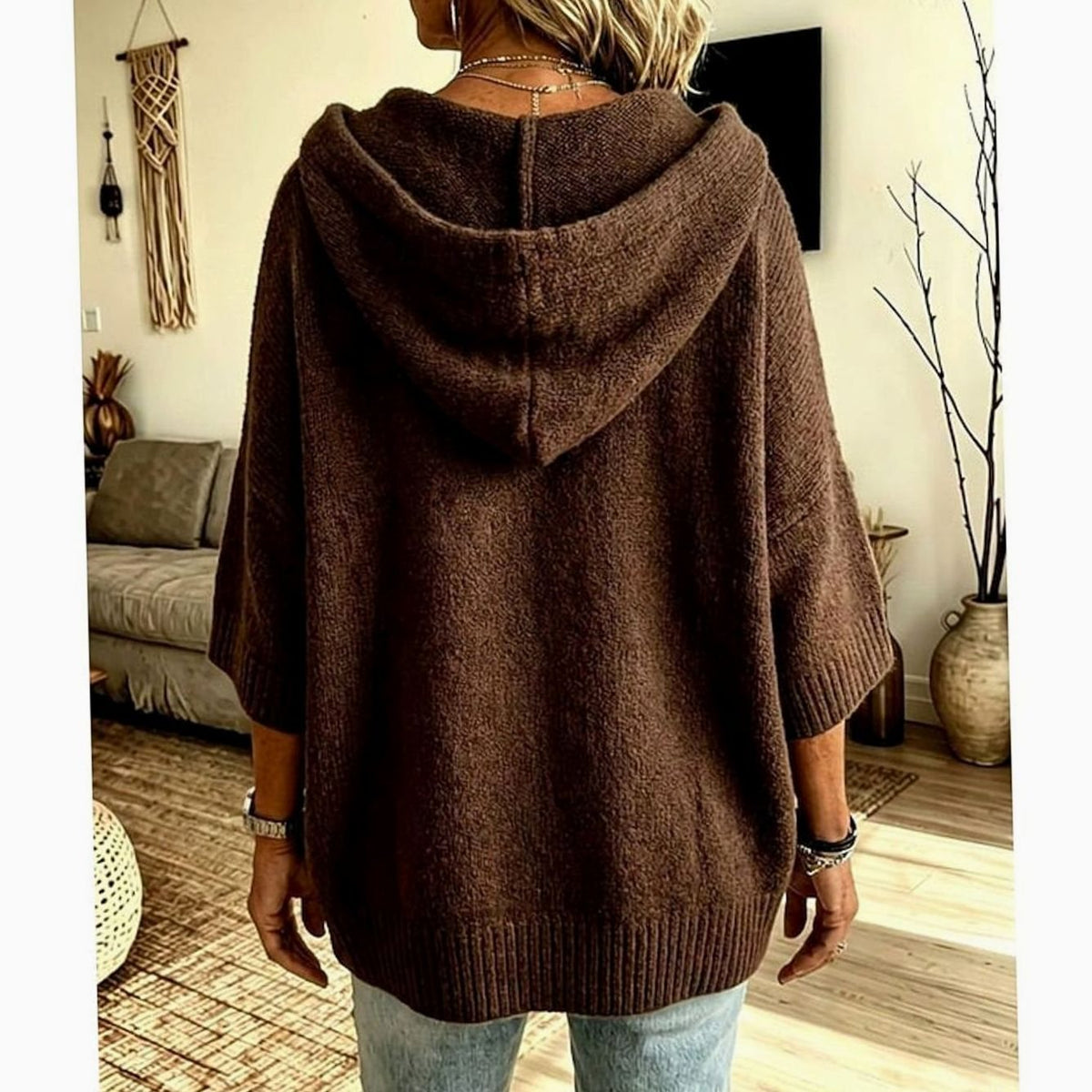 Scarlett | Women's Hooded Open-Front Relaxed-Fit Knit Cardigan