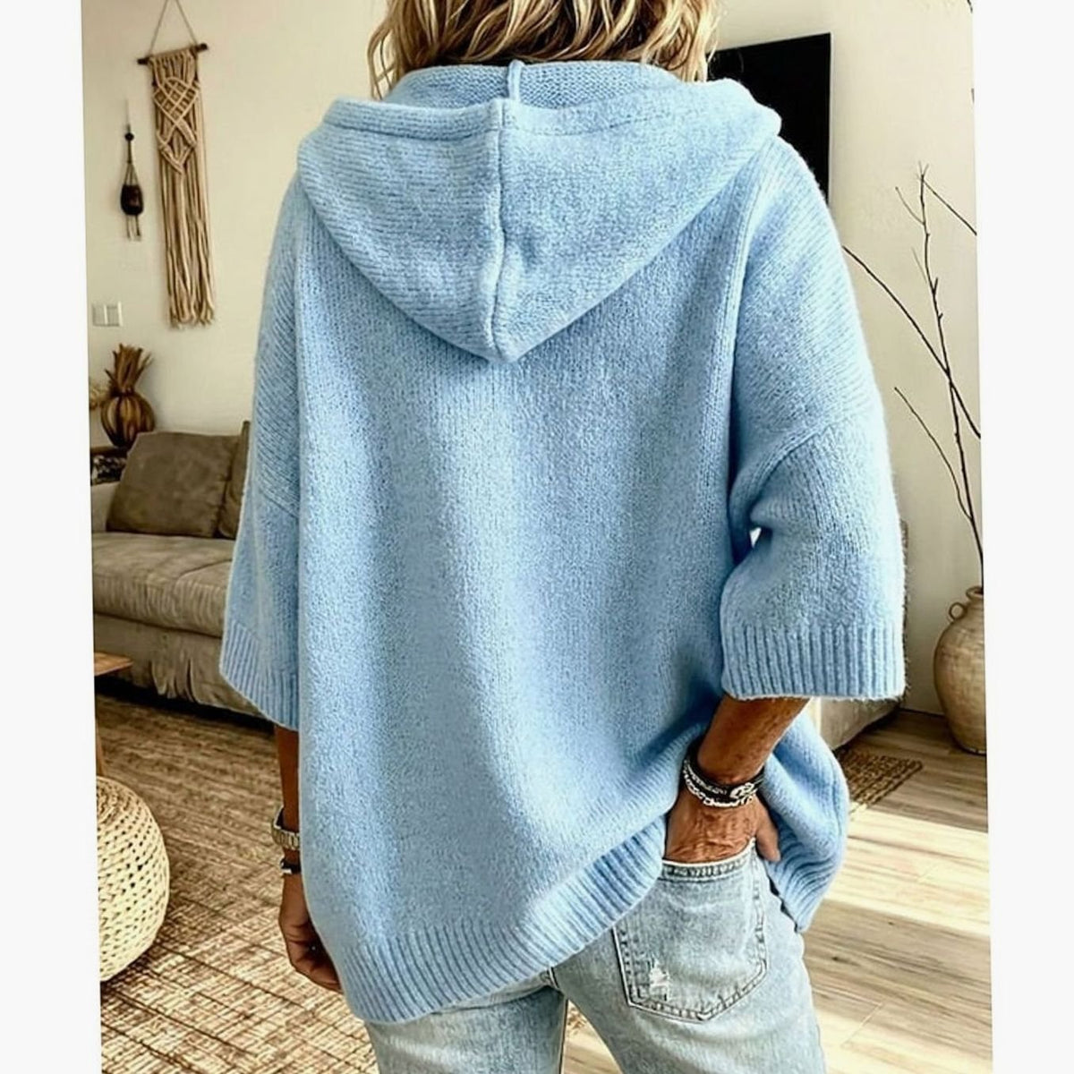 Scarlett | Women's Hooded Open-Front Relaxed-Fit Knit Cardigan