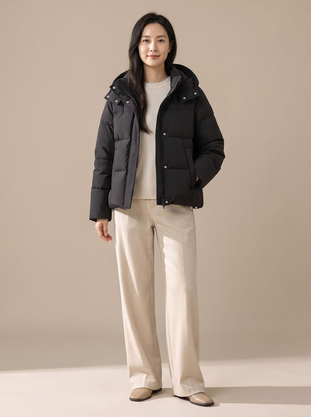 Aria | Women's Hooded Quilted Down-Fill Puffer Jacket Loose Fit