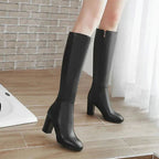 Evelyn | Women's Knee-High Block-Heel Side-Zip Heeled Boots