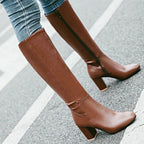 Evelyn | Women's Knee-High Block-Heel Side-Zip Heeled Boots