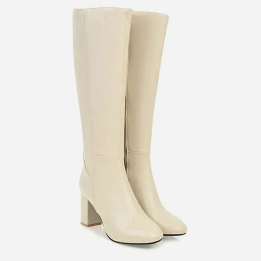 Evelyn | Women's Knee-High Block-Heel Side-Zip Heeled Boots