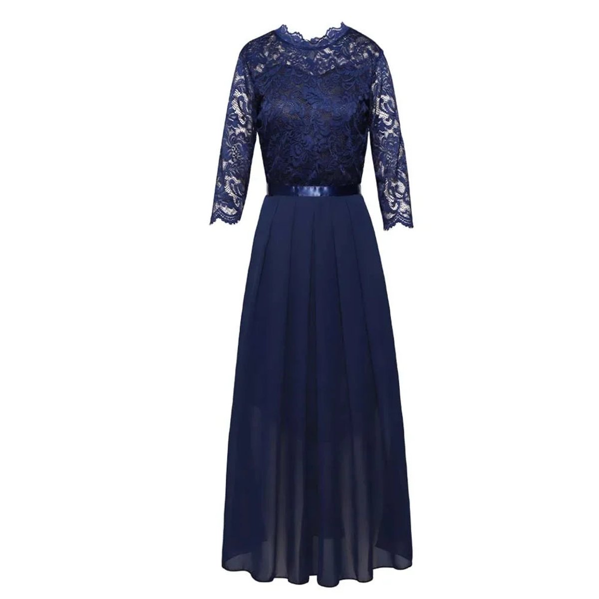 Charlotte | Women's Lace Bodice Three-Quarter Sleeve Maxi Formal Dresses