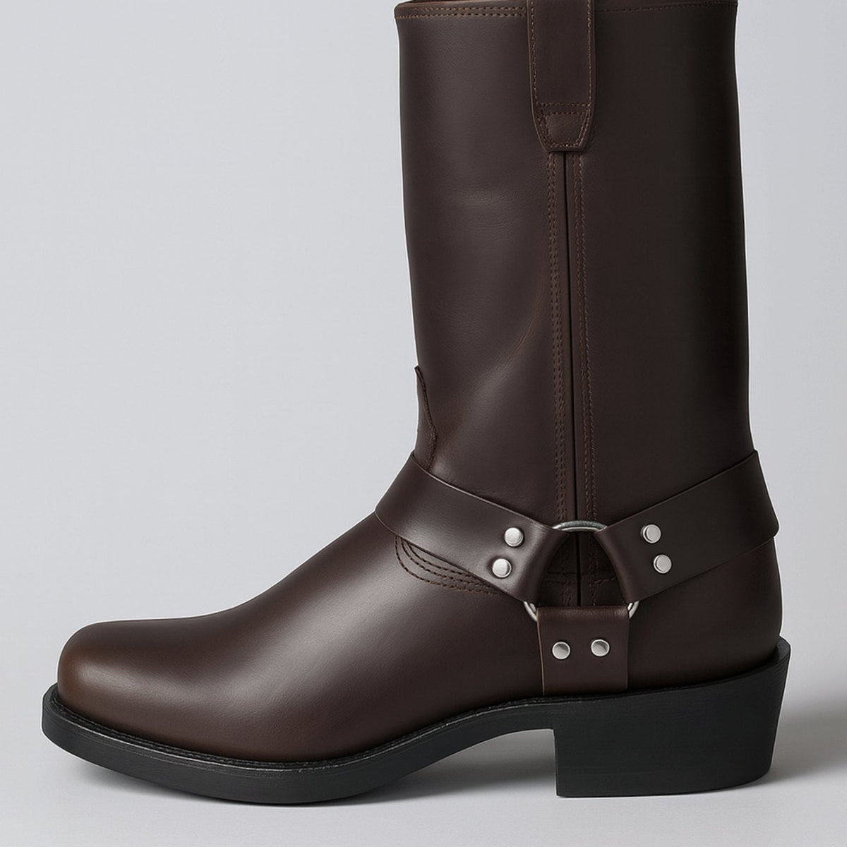 Eleanor | Women's Leather Harness-Buckle Mid-Calf Cowboy Boots