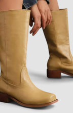 Penelope | Women's Leather Stacked-Heel Knee-High Boots