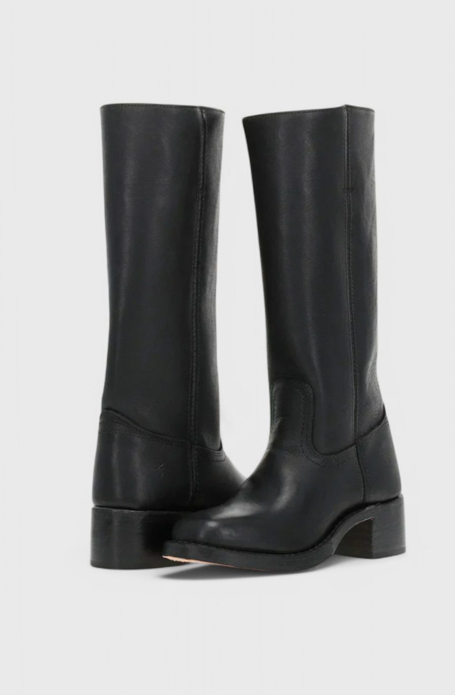 Penelope | Women's Leather Stacked-Heel Knee-High Boots