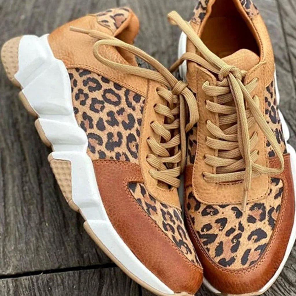 Victoria | Women's Leopard Print Lace-Up Chunky Street Sneakers