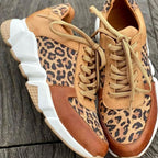 Victoria | Women's Leopard Print Lace-Up Chunky Street Sneakers