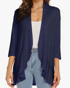 Grace | Women's Lightweight Open-Front 3/4 Sleeve Draped Cardigan
