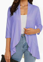 Grace | Women's Lightweight Open-Front 3/4 Sleeve Draped Cardigan