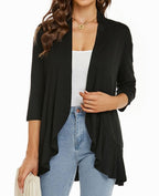 Grace | Women's Lightweight Open-Front 3/4 Sleeve Draped Cardigan