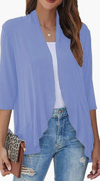 Grace | Women's Lightweight Open-Front 3/4 Sleeve Draped Cardigan