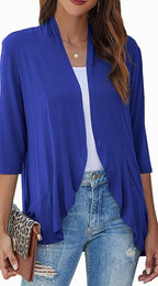 Grace | Women's Lightweight Open-Front 3/4 Sleeve Draped Cardigan