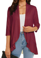 Grace | Women's Lightweight Open-Front 3/4 Sleeve Draped Cardigan