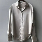 Grace | Women's Long Sleeve Button-Down Loose Satin Blouses