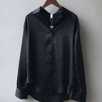 Grace | Women's Long Sleeve Button-Down Loose Satin Blouses