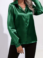 Mia | Women's Long Sleeve Button-Down Satin Blouse