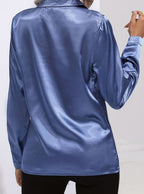 Mia | Women's Long Sleeve Button-Down Satin Blouse