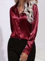 Mia | Women's Long Sleeve Button-Down Satin Blouse