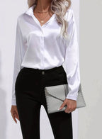 Mia | Women's Long Sleeve Button-Down Satin Blouse