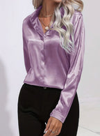 Mia | Women's Long Sleeve Button-Down Satin Blouse