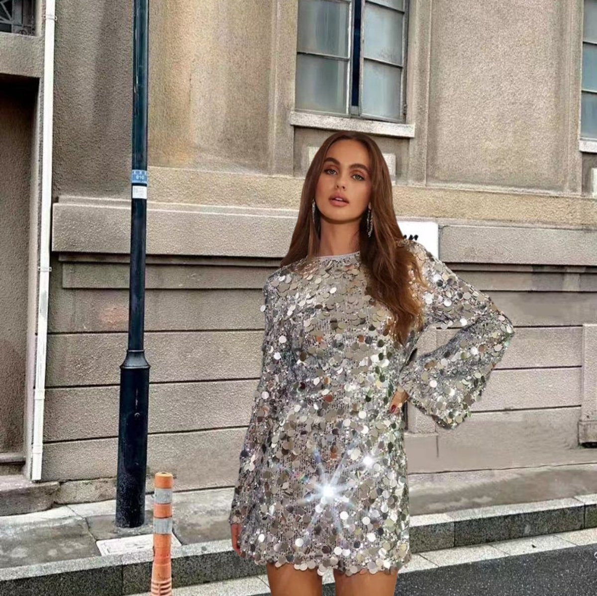 Mia | Women's Long Sleeve Sequin Mini Cocktail Dress
