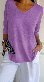 Harper | Women's Longline Loose Fit V-Neck Knit Tunic Top