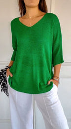 Harper | Women's Longline Loose Fit V-Neck Knit Tunic Top