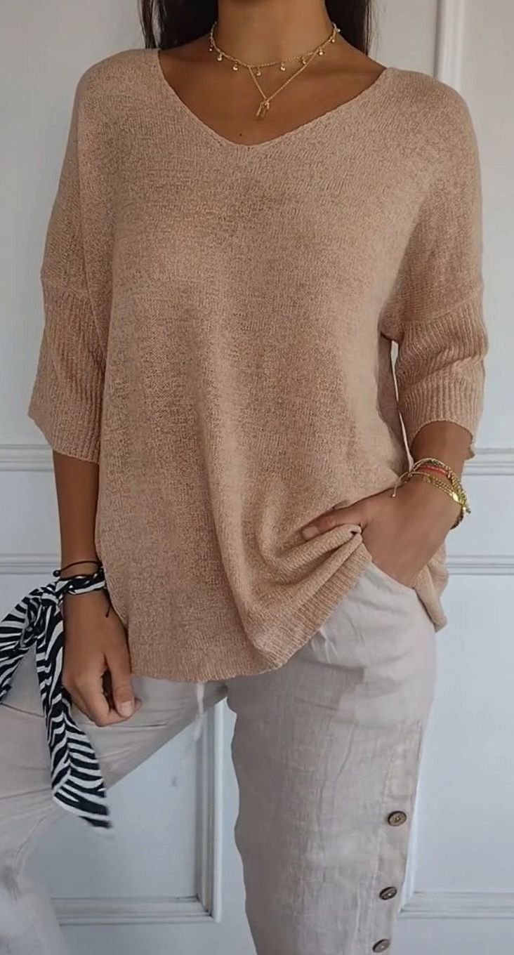 Harper | Women's Longline Loose Fit V-Neck Knit Tunic Top